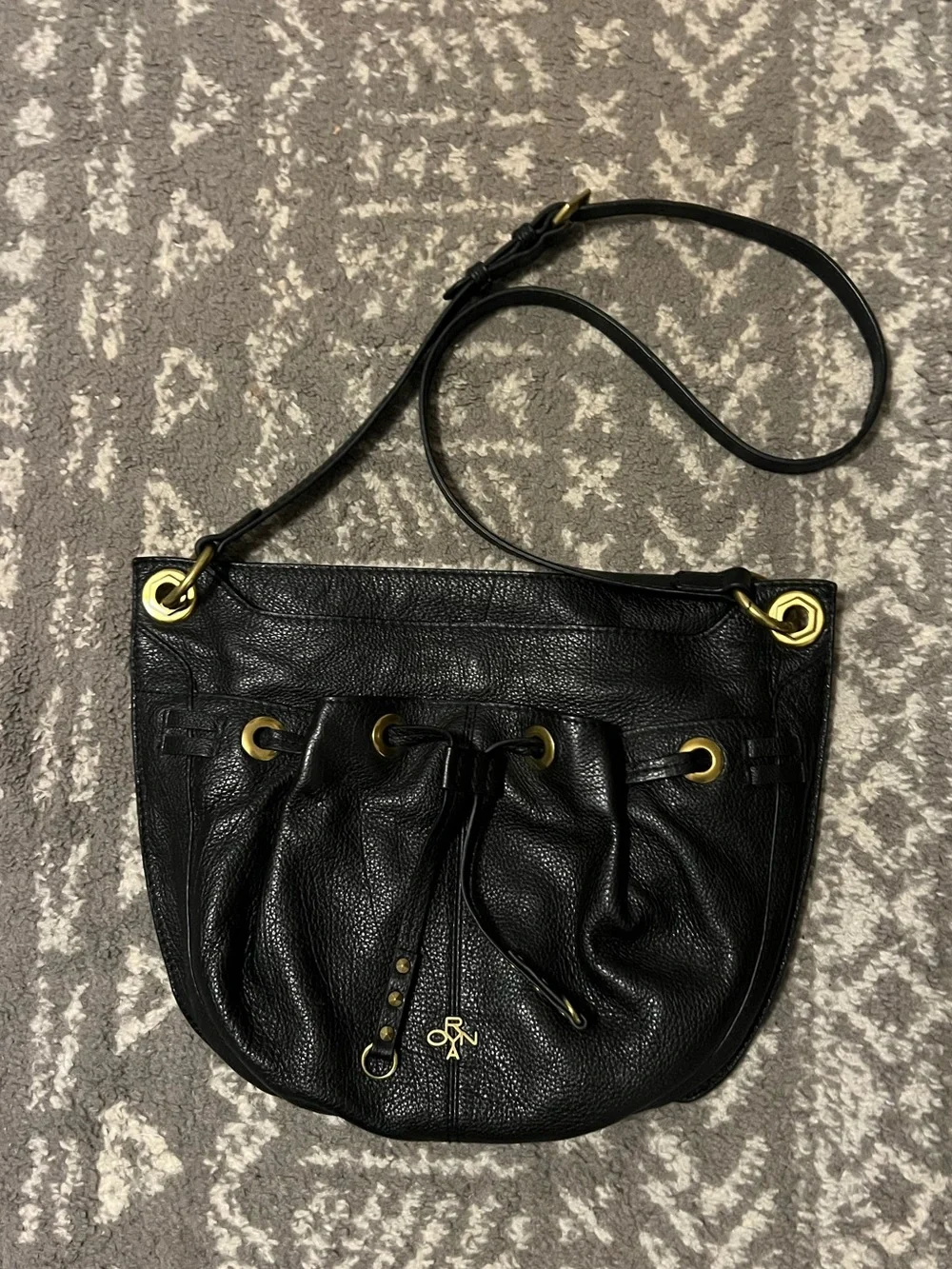orYANI Celine Italian leather slouchy crossbody bag black gold-tone hardware